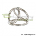 Beautiful Chrome Triple Cock And Ball Ring